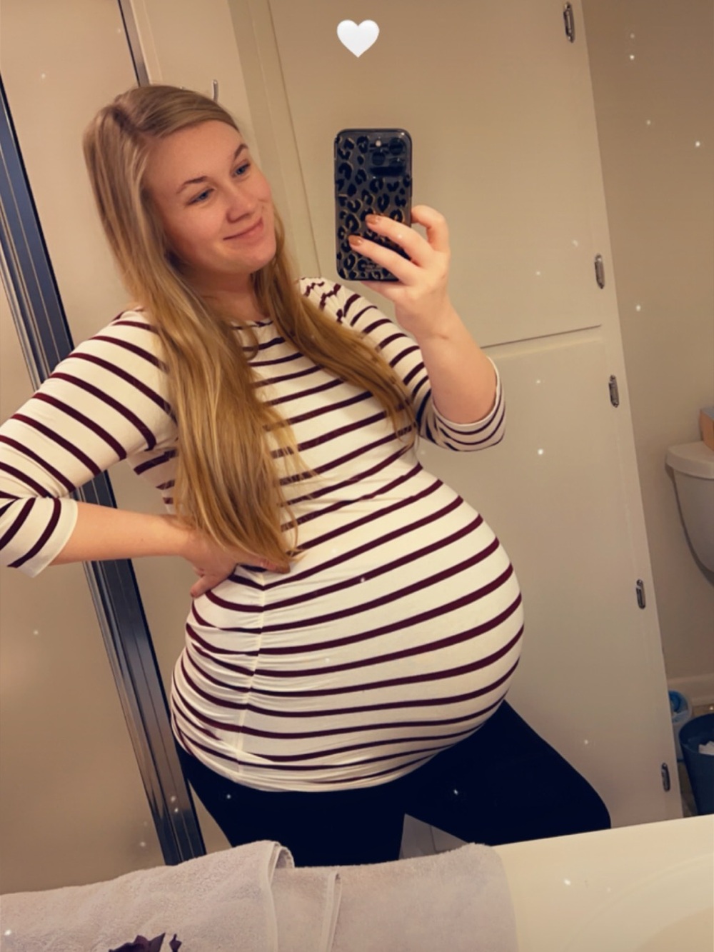 Loveappella Maternity Charlotte Ruched Side Knit Top Burgundy Stripe Medium